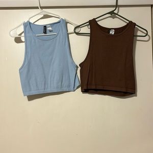 Brown and Blue Cropped tanks, pack of 2